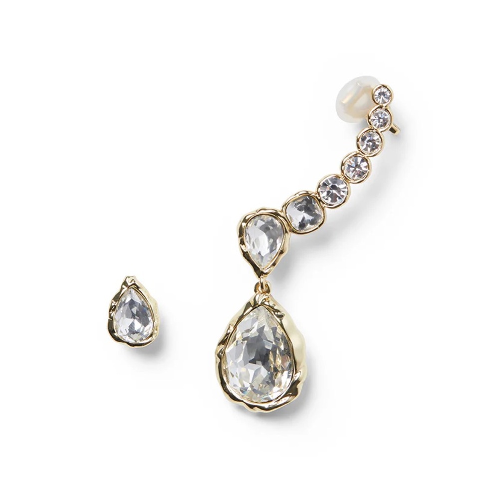 New Multi Crystal Ear Cuff in Gold